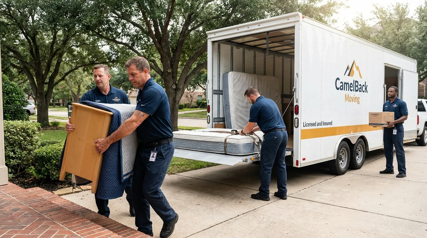 Crew loading residential truck for cross-state move from Chelsea, AL